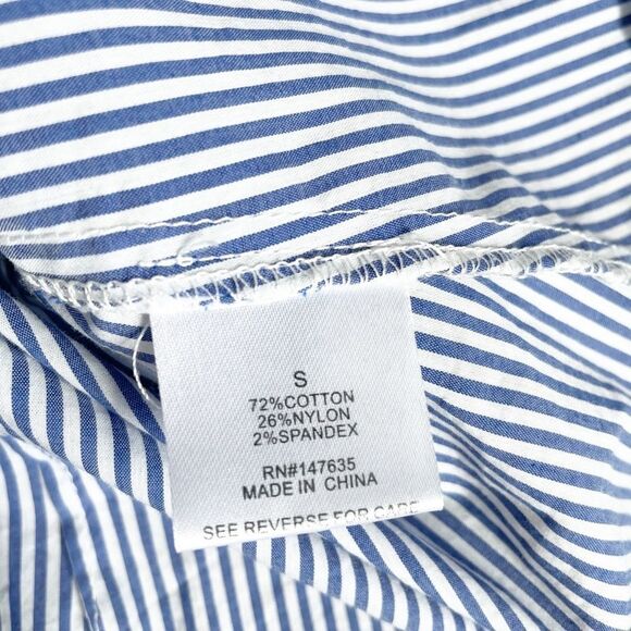 🟢Romeo & Juliet Couture Blue White Striped Blouse S - Picture 8 of 8